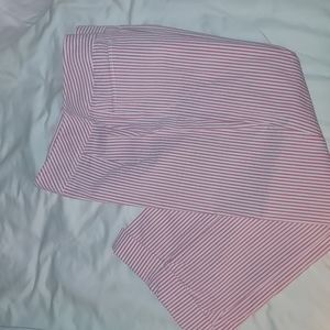 Pink and white seersucker ankle length pants